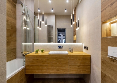 дизайн ванной комнаты трехкомнатной квартиры в стиле LOFT в ЖК «Панорама» от KAKADU-STUDIO