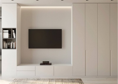 дизайн гостиной однокомнатной квартиры в ЖК Акварель от KAKADU-STUDIO