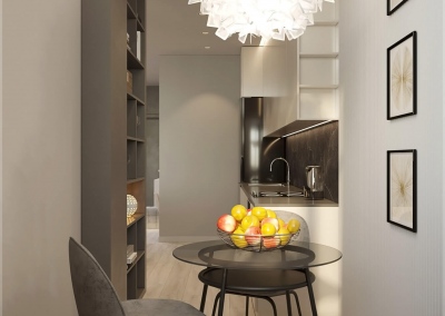 дизайн кухни однокомнатной квартиры в ЖК Акварель от KAKADU-STUDIO