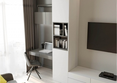 дизайн интерьера гостиной однокомнатной квартиры в ЖК Акварель от KAKADU-STUDIO