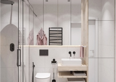 ванная комната однокомнатной квартиры в ЖК Акварель от KAKADU-STUDIO