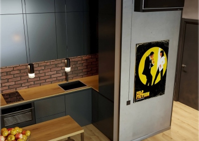дизайн интерьера кухни-студии в стиле Loft в ЖК Женева от KAKADU-STUDIO