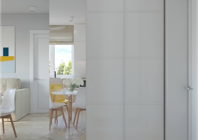 дизайн прихожей однокомнатной смарт-квартиры 40 м2 в скандинавском стиле фото