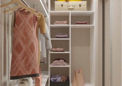 дизайн гардеробной однокомнатной смарт-квартиры в скандинавском стиле фото