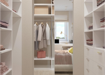 дизайн гардероба в однокомнатной смарт-квартире 40 кв м в скандинавском стиле фото