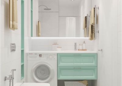 дизайн ванной комнаты в однокомнатной смарт-квартире 40 кв м в скандинавском стиле фото